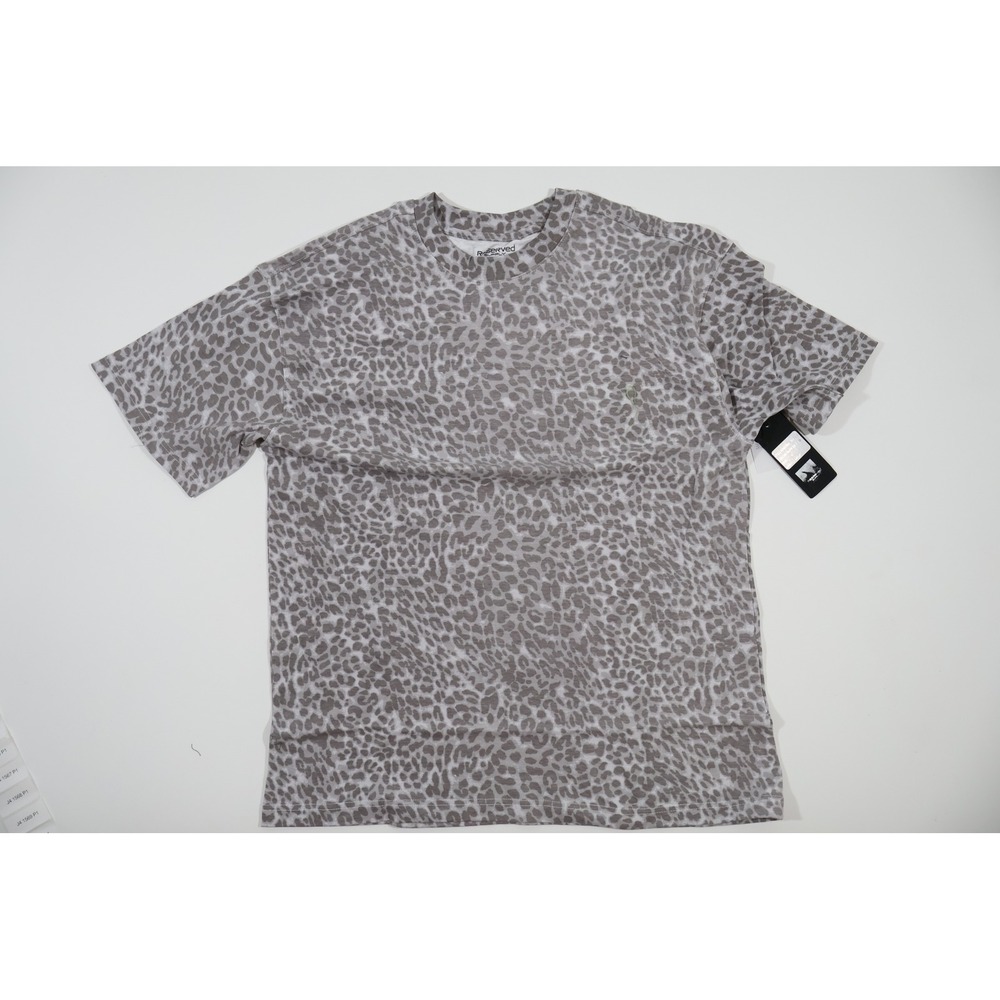 RESERVED T-Shirt Oversized Leopard Print Grey White XL NWT